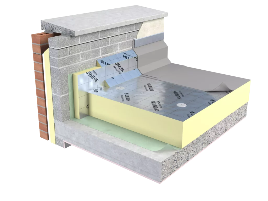 Diagram showing insulation for new and refurbishment flat roof applications