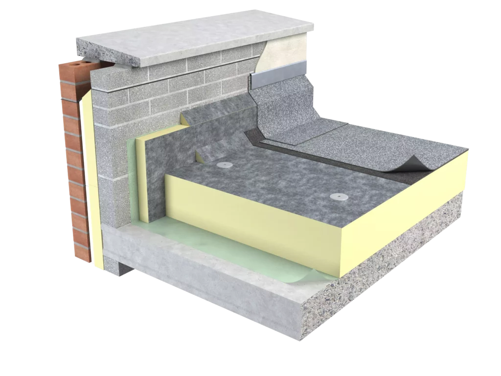 Diagram showing insulation for new and refurbishment flat roof applications