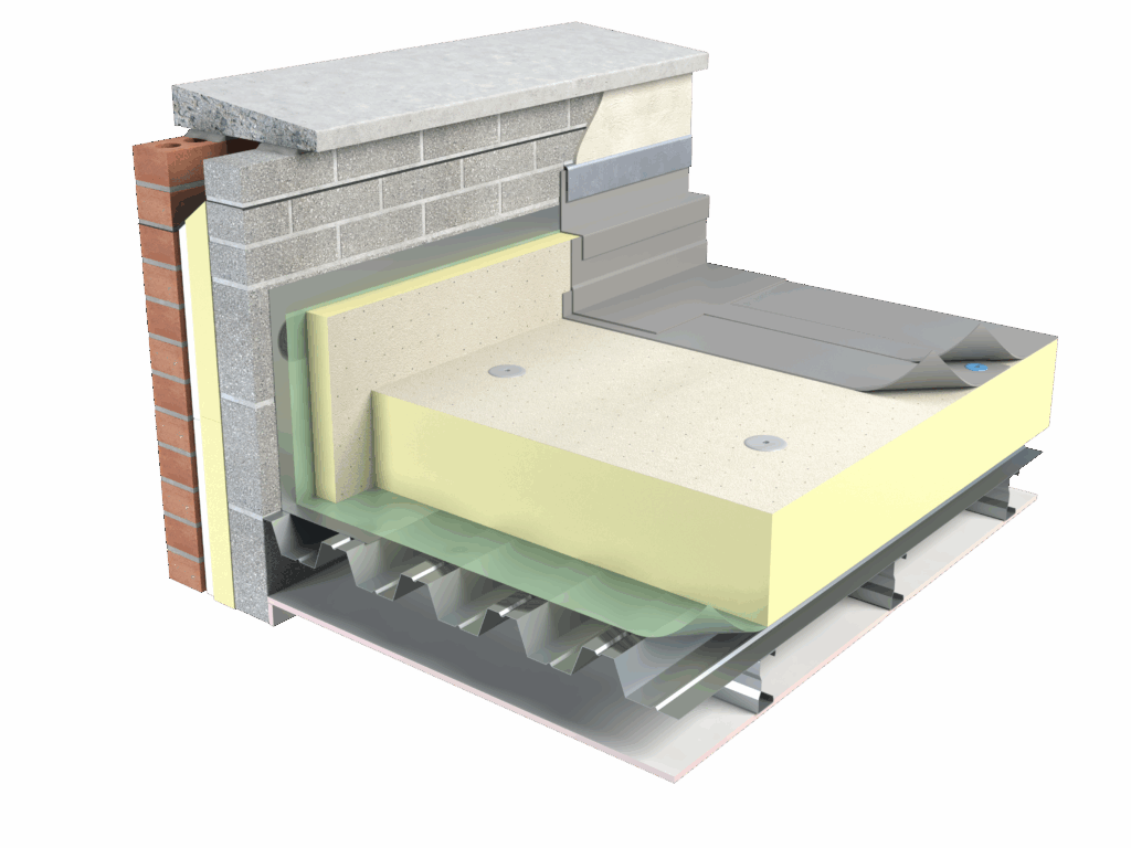 Flat Roof insulation with mineral glass finishing