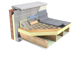Diagram showing insulation for new and refurbishment flat roof insulation applications