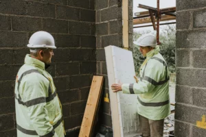 Phil and Francis on site with CT board - Non branded Insulation Solutions from Unilin.