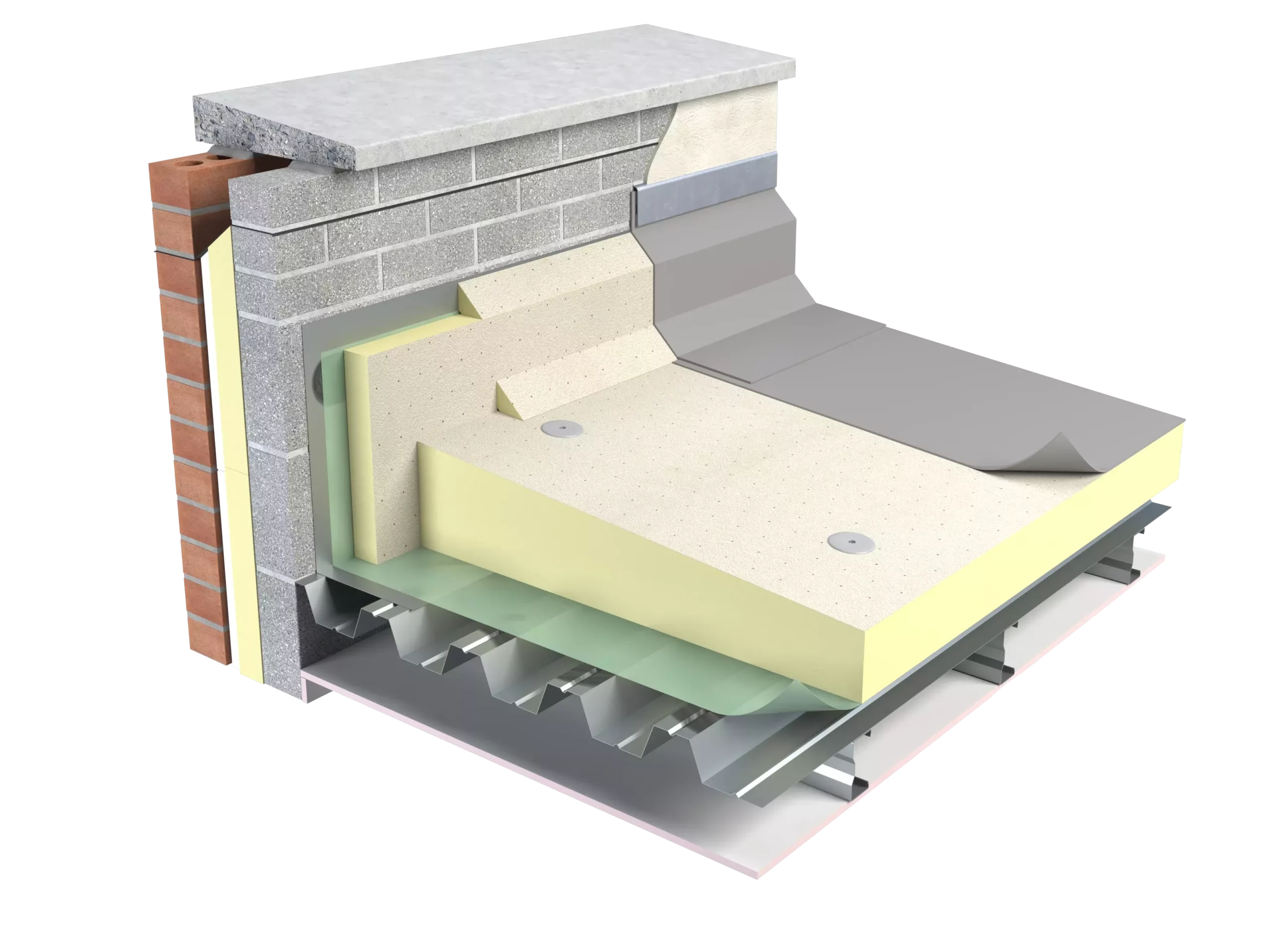 Roof Insulation | Tapered Roof Mineral Glass with metal deck from Unilin Insulation Ireland