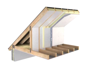 Diagram showing bio-enhanced, superior performance PIR insulation for roofs