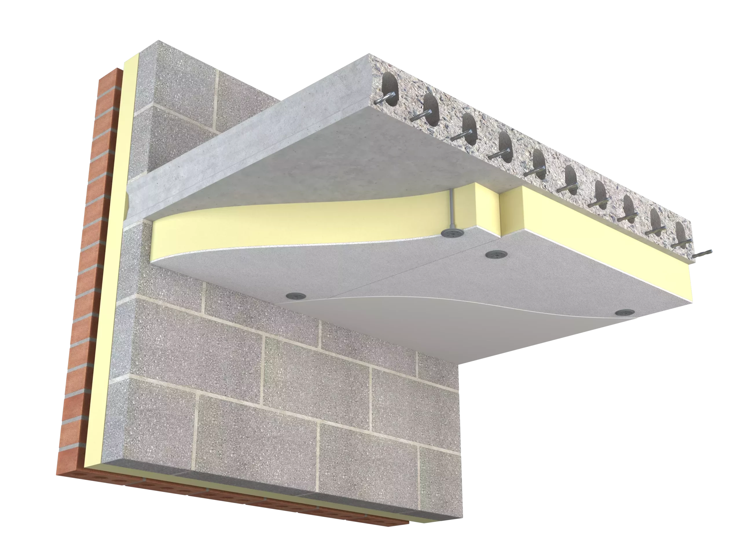 Diagram showcasing DXO/STP insulation in structural ceiling applications. Soffit Insulation.