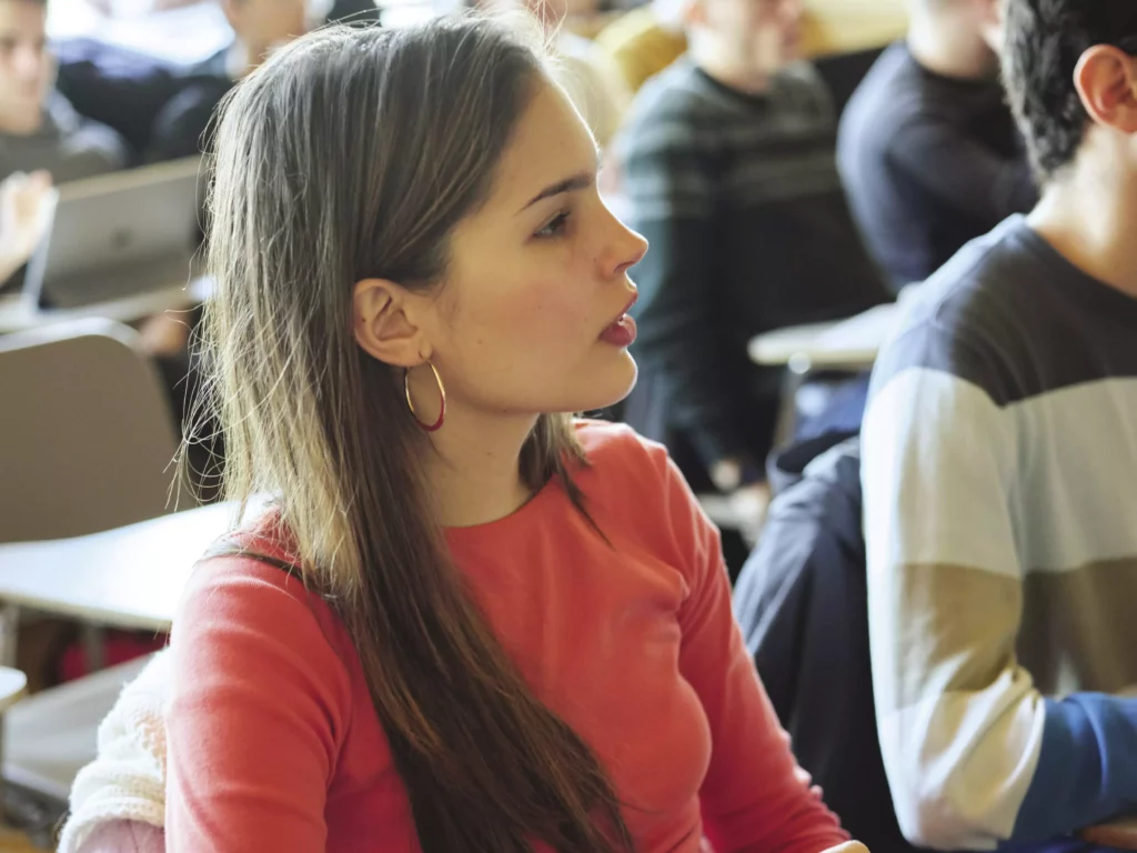 student in a classroom